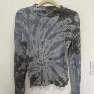 We The Free Blue Tie Dye Ribbed Thermal Top Women's Size Small